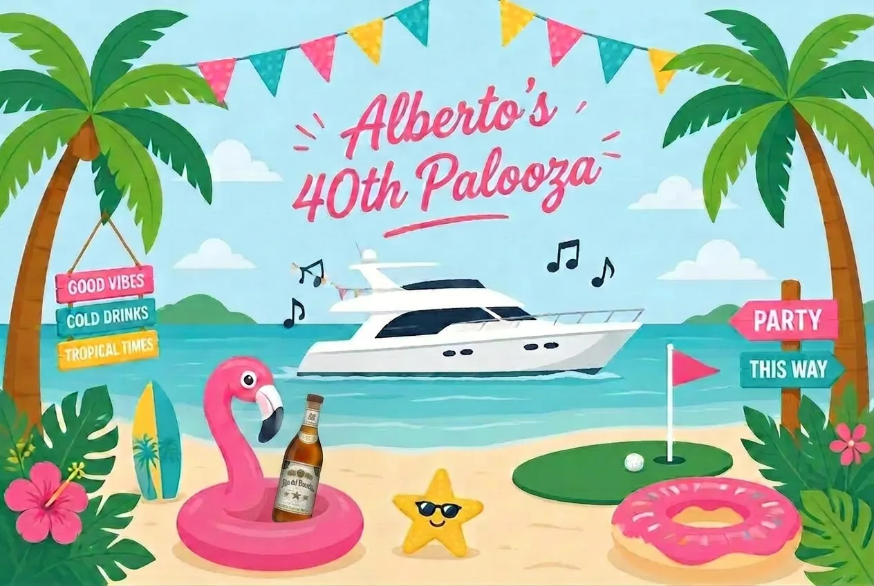 Tropical beach party scene